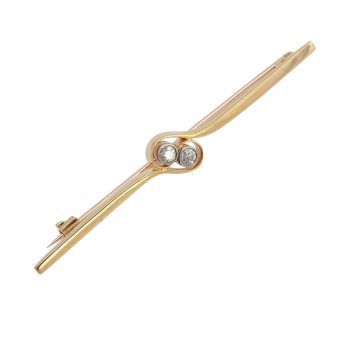 Gold & Diamond Bar Brooch